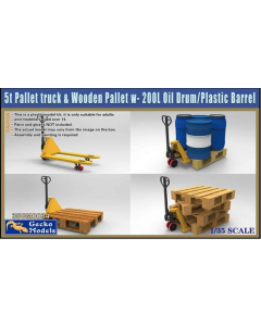 Gecko Models 1/35 Pallet Truck With Wooden Pallets And 200L Oil Drums - 35GM0034