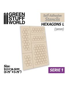 Self-Adhesive stencils - Hexagons L (9mm) - Green Stuff World