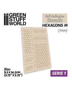 Self-Adhesive stencils - Hexagons M (7mm) - Green Stuff World
