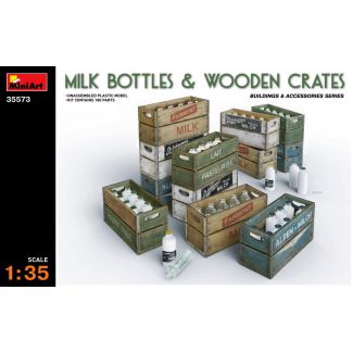 Miniart 1/35 Milk Bottles & Wooden Crates - 35573