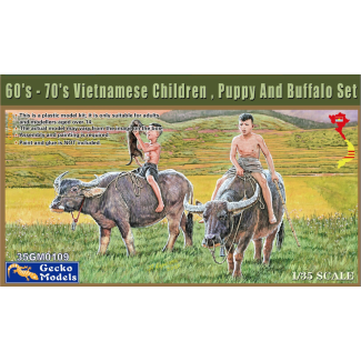 Gecko Models 1/35 60’s – 70’s Vietnamese Children , Puppy And Buffalo Set - 35GM0109