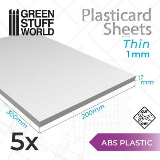 ABS Plasticard A4 - 1 mm COMBO x5 sheets - Green Stuff World