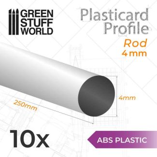 ABS Plasticard - Profile ROD 4mm - Green Stuff World