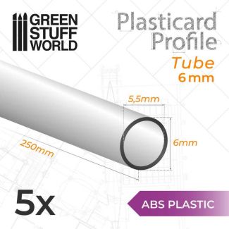ABS Plasticard - Profile TUBE 6mm - Green Stuff World
