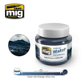 Acrylic Water - Deep Oceans 250ml Ammo By Mig - MIG2200