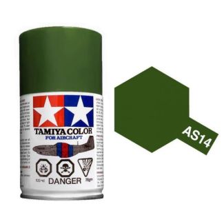 Tamiya AS-14 Olive Green (USAF) 100ml Spray Paint for Scale Models - 86514