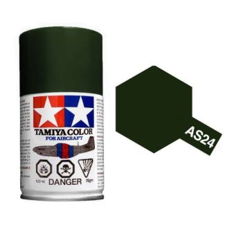 Tamiya AS-24 Dark Green (Luftwaffe) 100ml Spray Paint for Scale Models - 86524