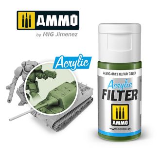Acrylic Filter Military Green 15ml Ammo By Mig - MIG813