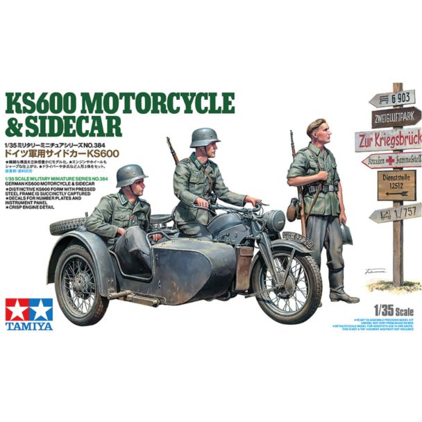 Tamiya 1/35 KS600 Motorcycle & Sidecar - 35384