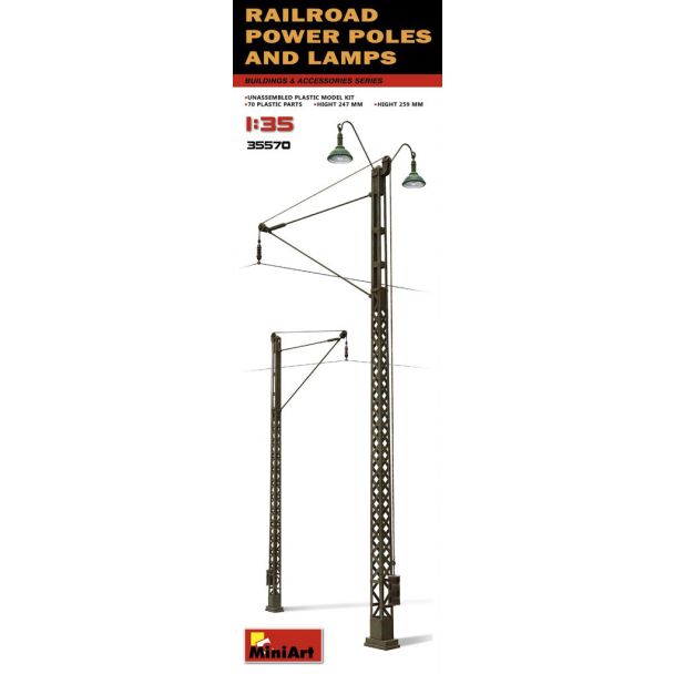 Miniart 1/35 Railroad Power Poles & Lamps # 35570