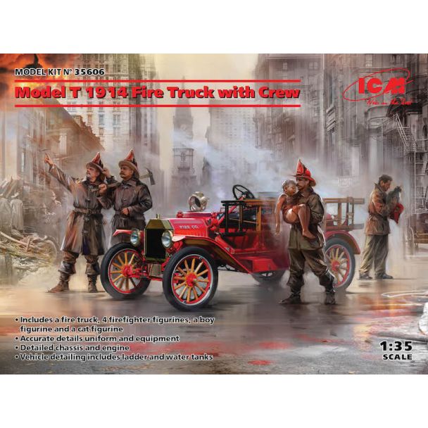 ICM 1/35 Model T 1914 Fire Truck with Crew # 35606