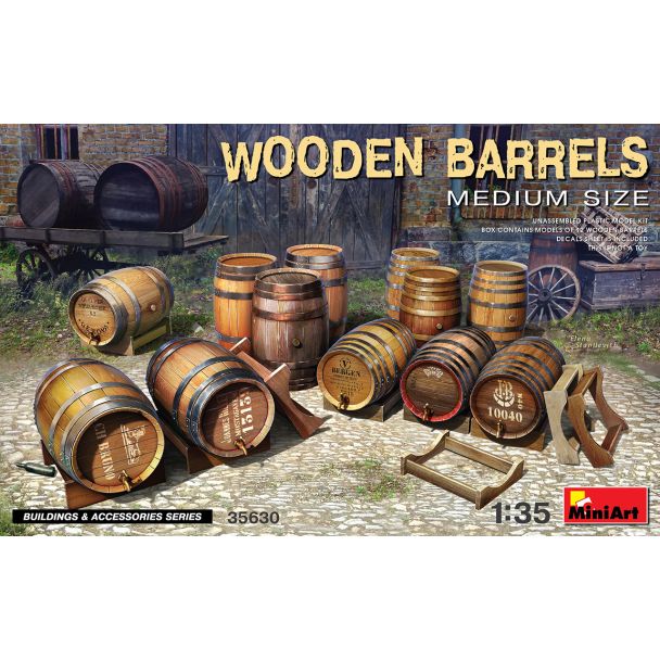 Miniart 1/35 Wooden Barrels, Medium Size # 35630