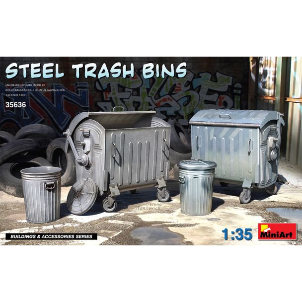 Miniart 1/35 Steel Trash Bins # 35636
