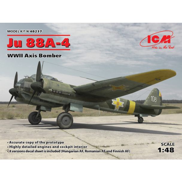 ICM 1/48 Junkers Ju-88A-4 WWII Axis Bomber # 48237