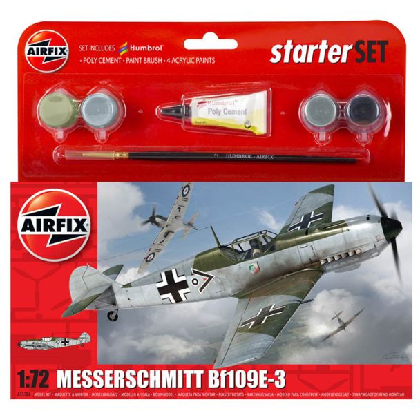 Airfix A55106 Messerschmitt Bf109E Starter Set 1:72 Aircraft Model Kit