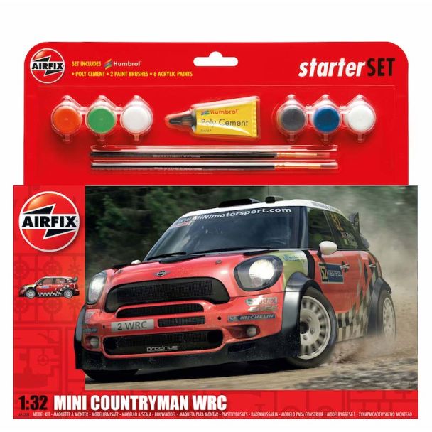 Airfix A55304 Mini Countryman WRC Starter Set 1:32 Car Model Kit