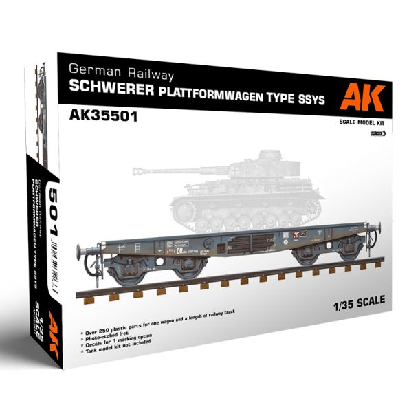 German Railway Schwerer Plattformwagen Type SSYS 1/35 - AK Interactive - AK35501