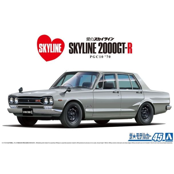 Aoshima 05835 1/24 Nissan PGC10 Skyline 2000GT-R '70 - Plastic Model Kit