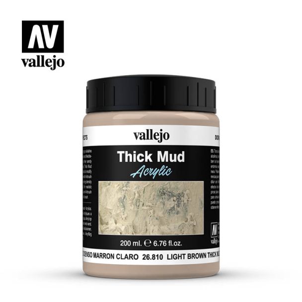 Vallejo Weathering Effects 200ml - Light Brown Thick Mud - 26.810