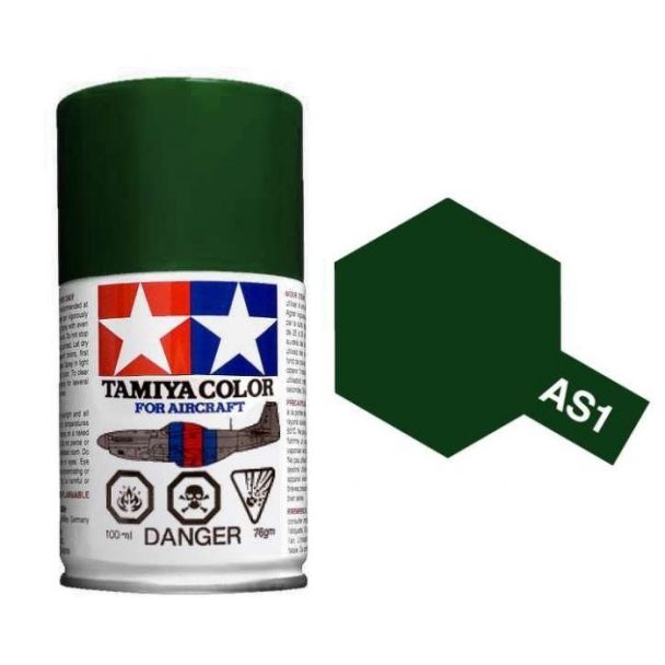 Tamiya AS-1 Dark Green (IJN) 100ml Spray Paint for Scale Models - 86501