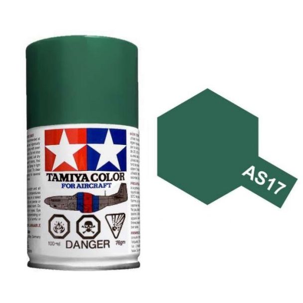 Tamiya AS-17 Dark Green (IJA) 100ml Spray Paint for Scale Models - 86517