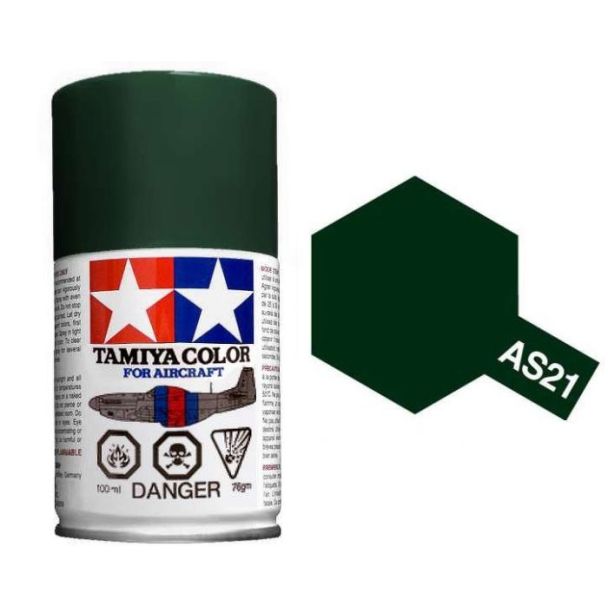 Tamiya AS-21 Dark Green (IJN) 100ml Spray Paint for Scale Models - 86521
