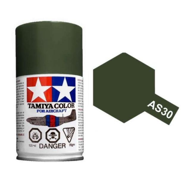 Tamiya AS-30 Dark Green 2 (RAF) 100ml Spray Paint for Scale Models - 86530