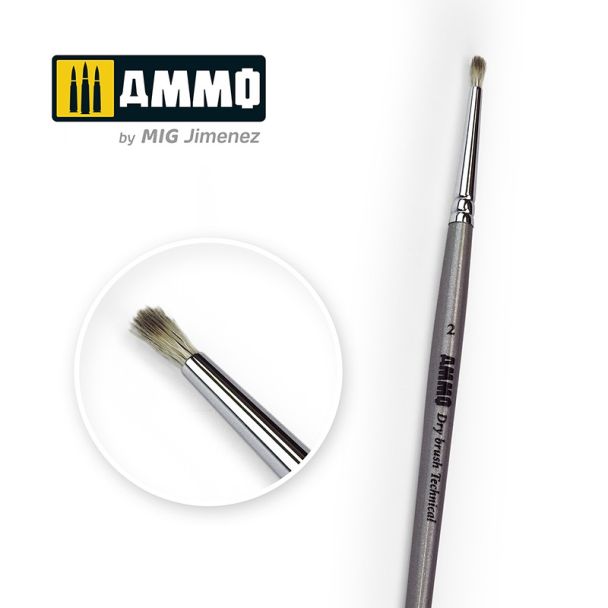 Size 2 Ammo Drybrush Technical Brush Ammo By Mig - MIG8700