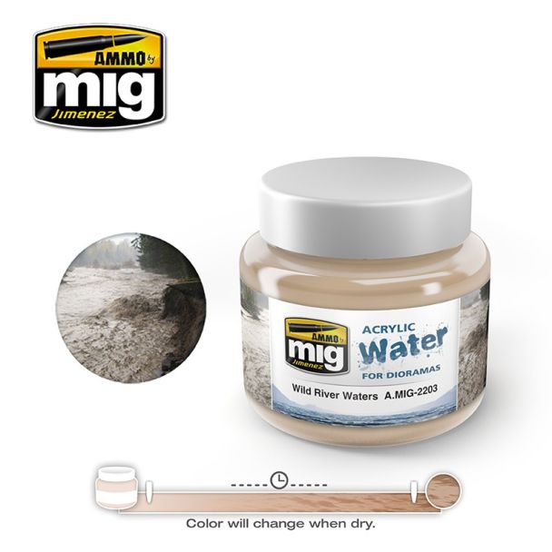 Acrylic Water - Wild River Waters 250ml Ammo By Mig - MIG2203