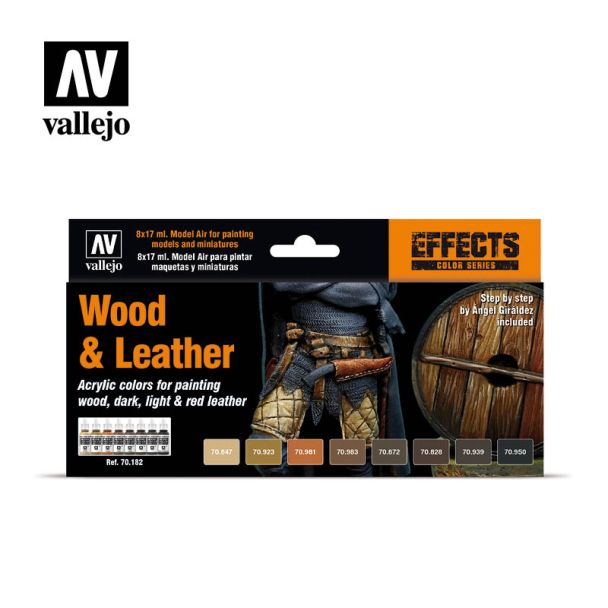 Wood and Leather Vallejo Model Color Set -  70.182